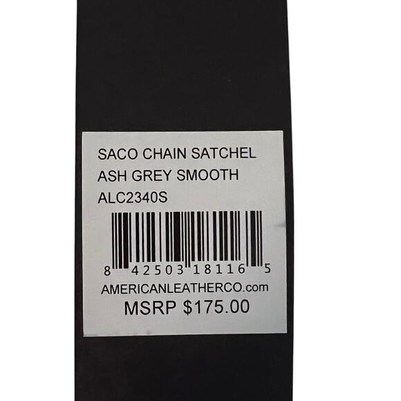 American Leather Co Womens Saco Chain Satchel Grey Smooth Leather Shoulder Bag - Picture 15 of 16